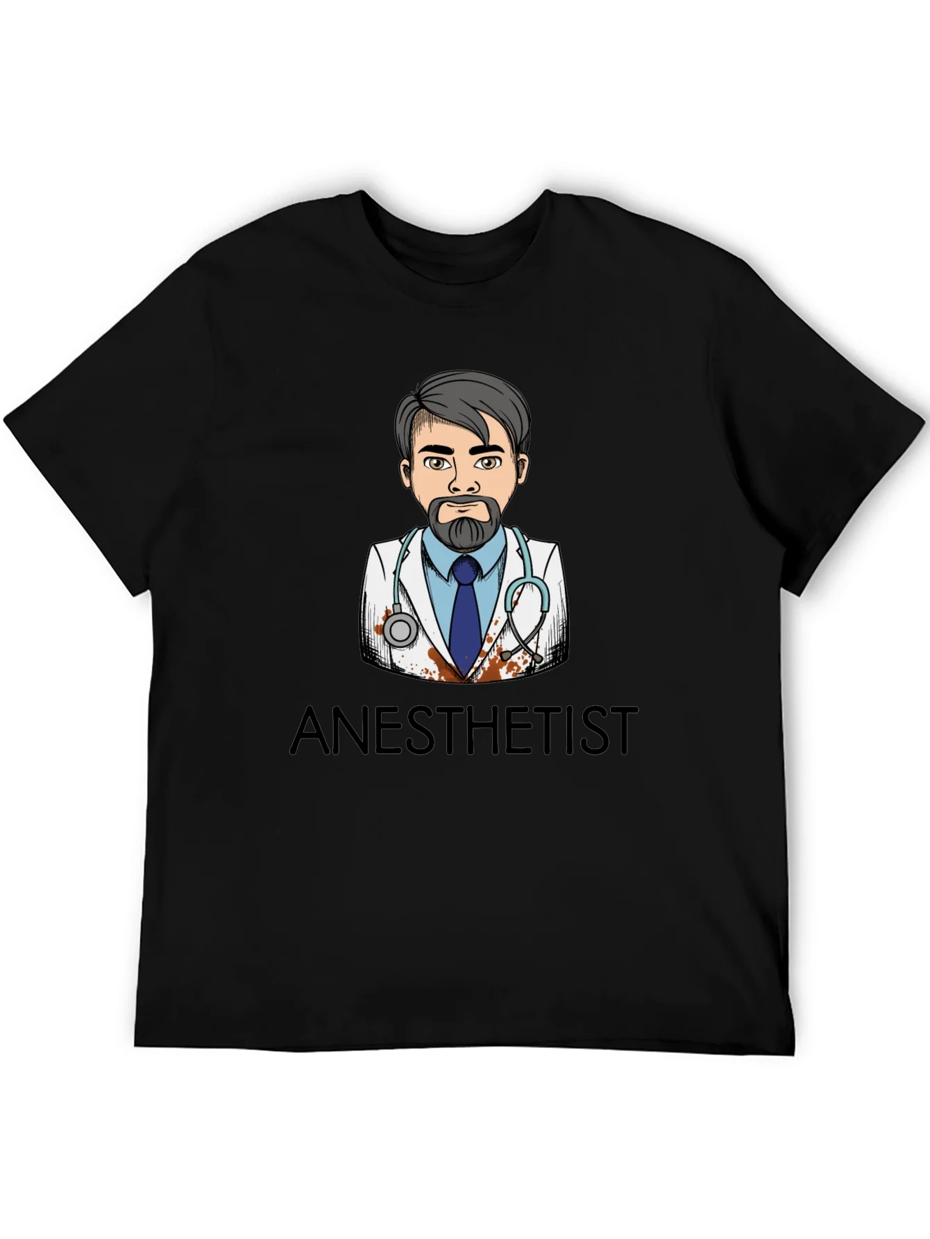 Anesthetist Cartoon Graphic Black T-Shirt