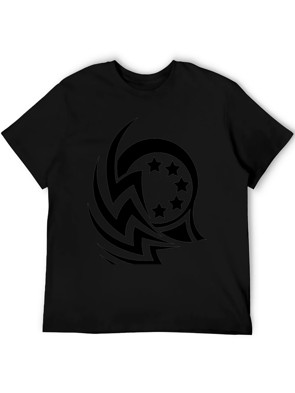 Stylish Black Tee with Tribal Star Design
