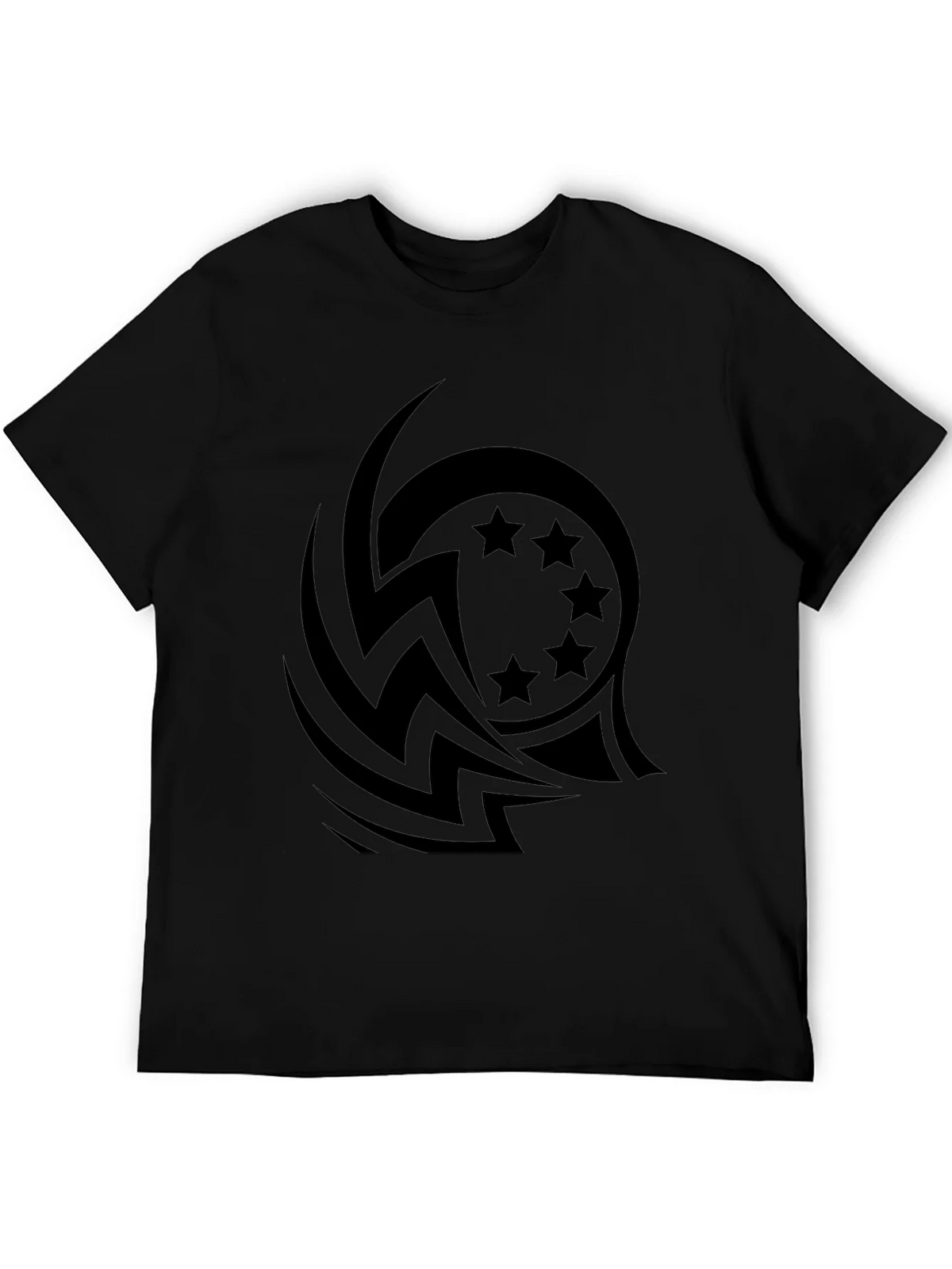 Stylish Black Tee with Tribal Star Design
