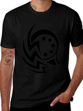 Stylish Black Tee with Tribal Star Design