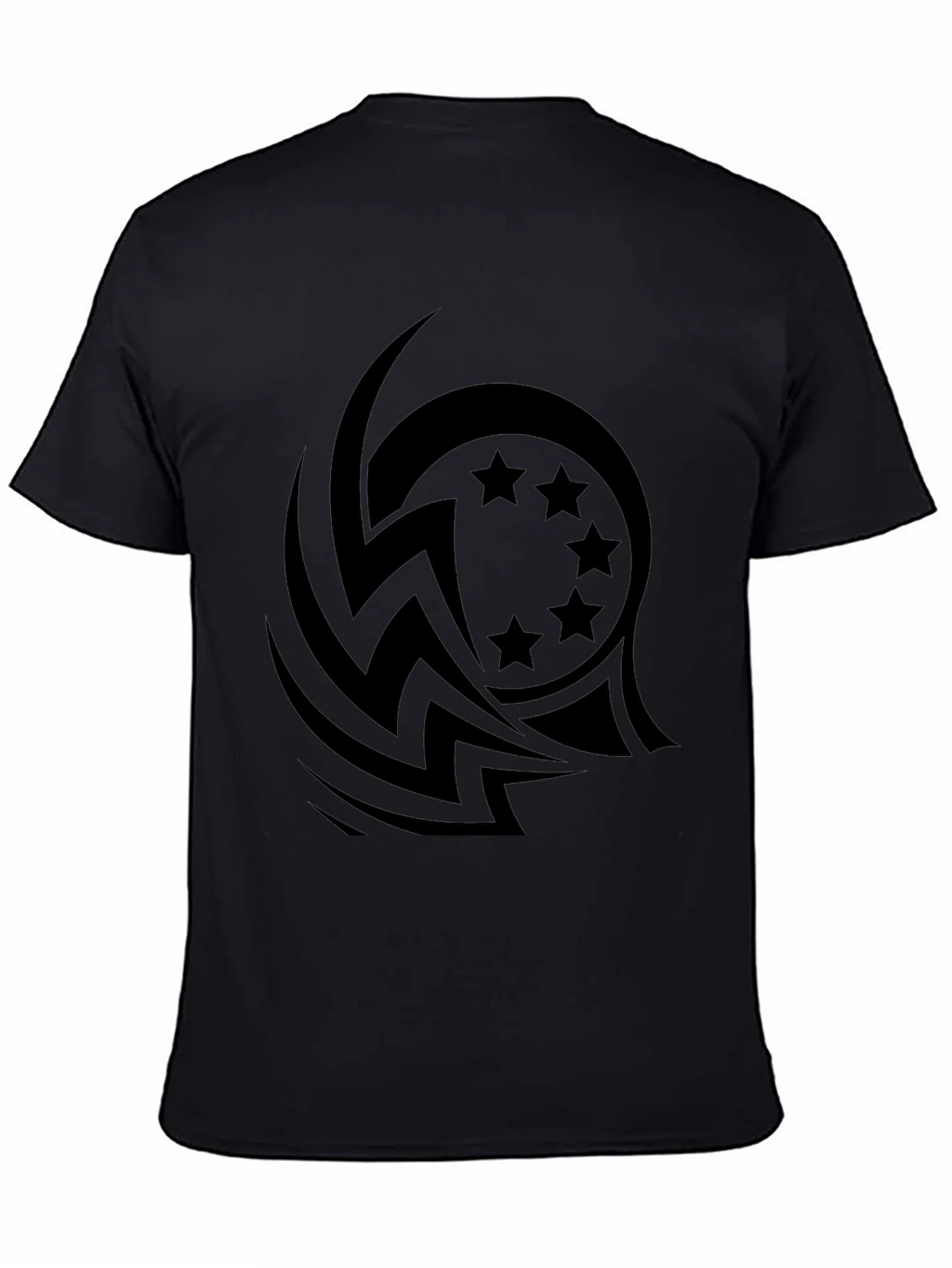 Stylish Black Tee with Tribal Star Design