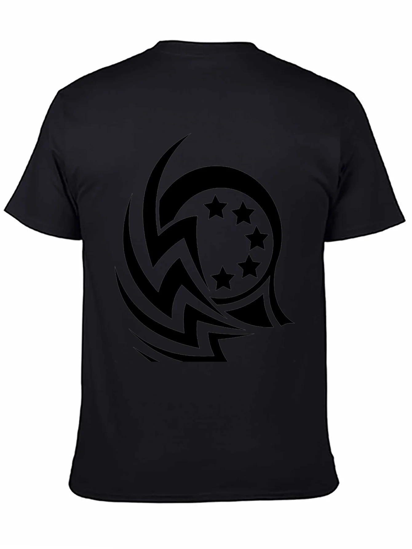 Stylish Black Tee with Tribal Star Design