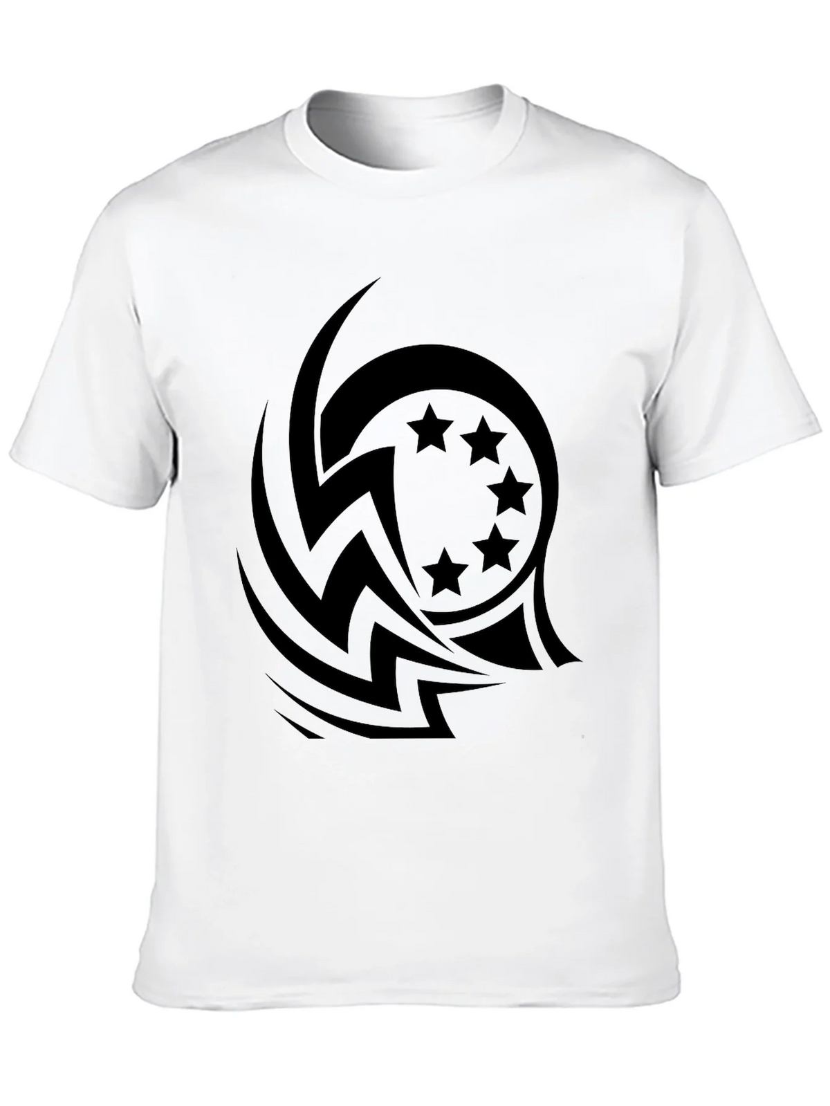 Stylish Black Tee with Tribal Star Design