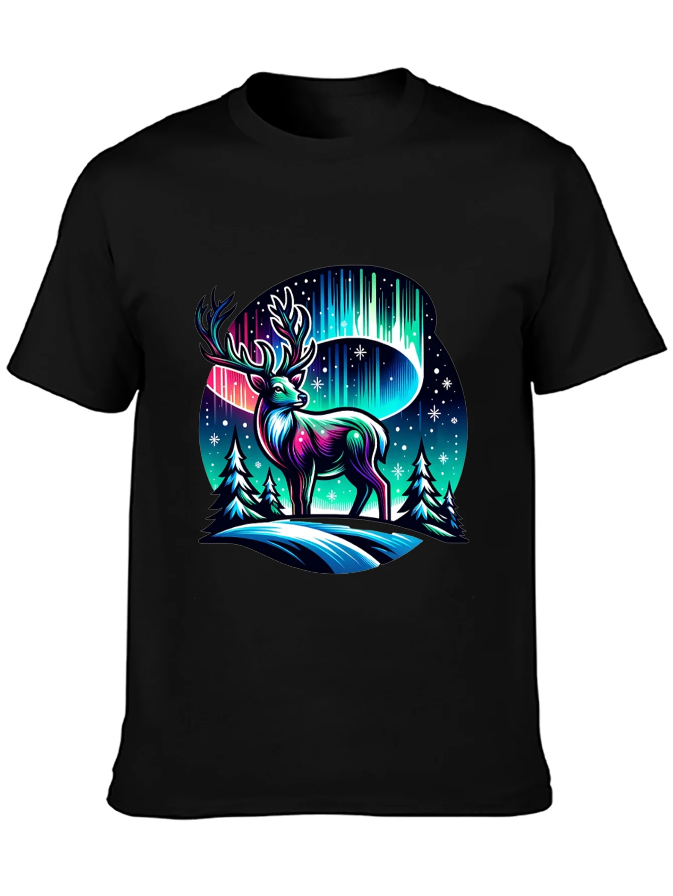 Northern Lights Deer Graphic Tee