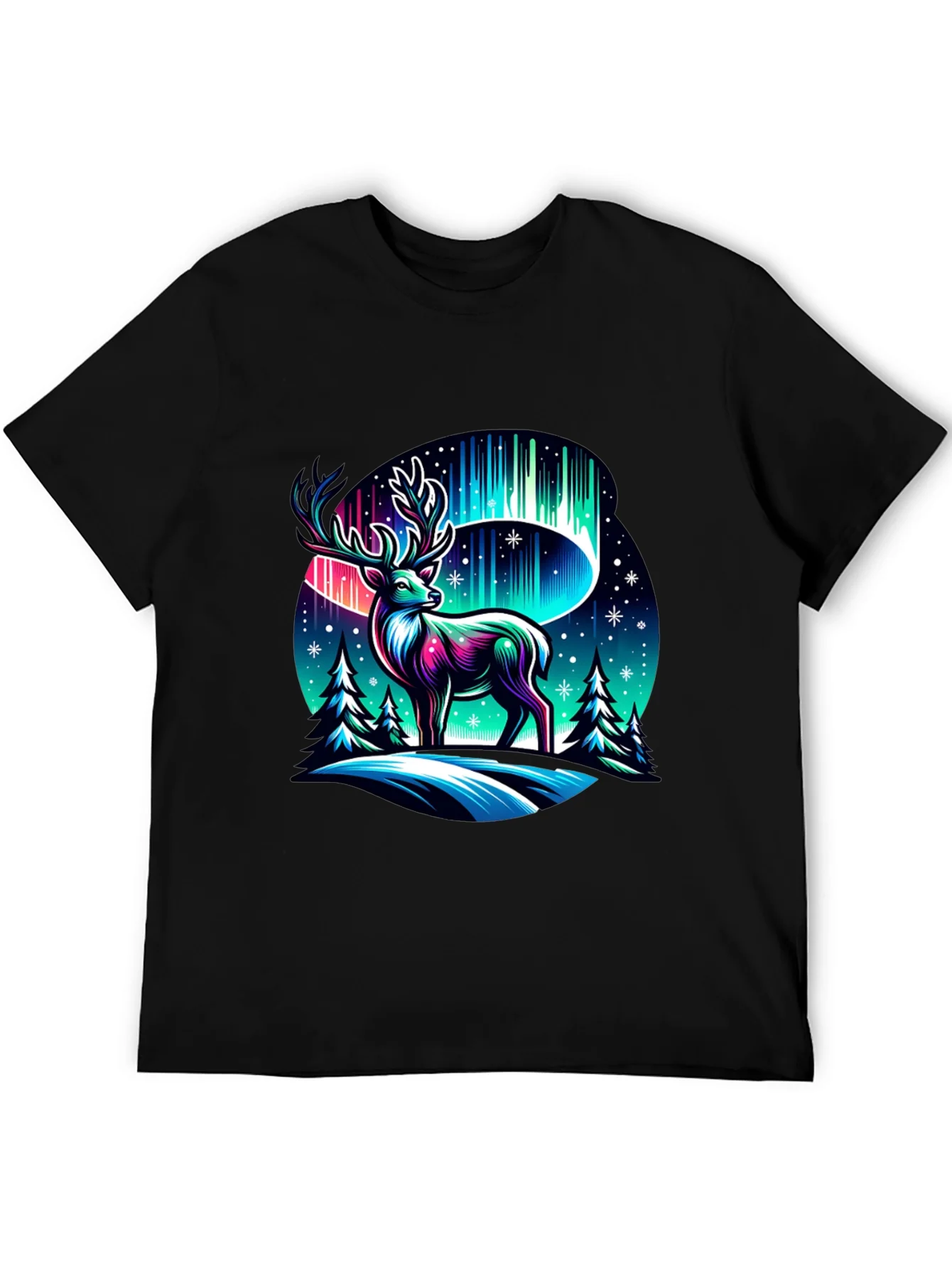 Northern Lights Deer Graphic Tee