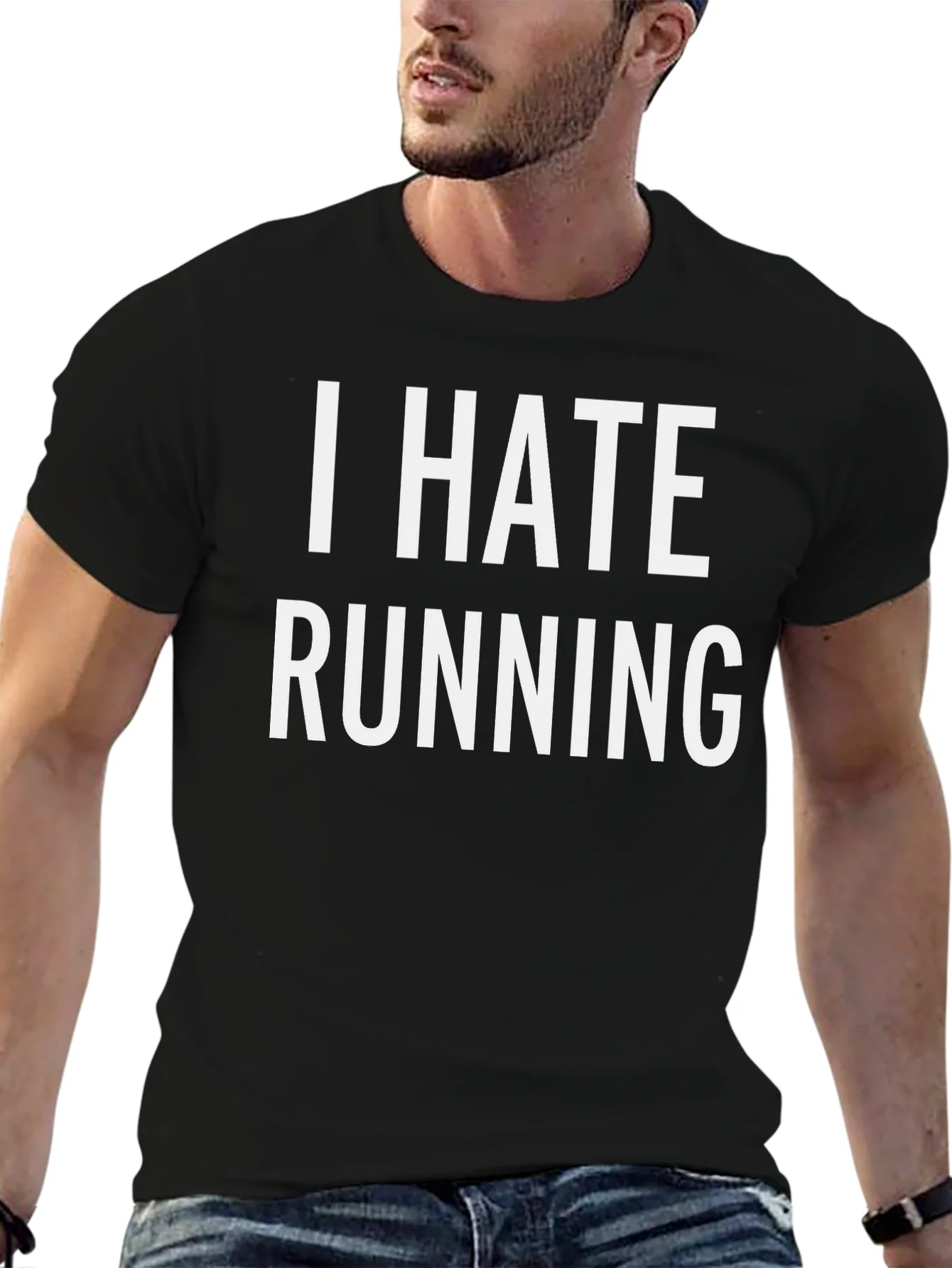 I Hate Running Black Graphic T-Shirt