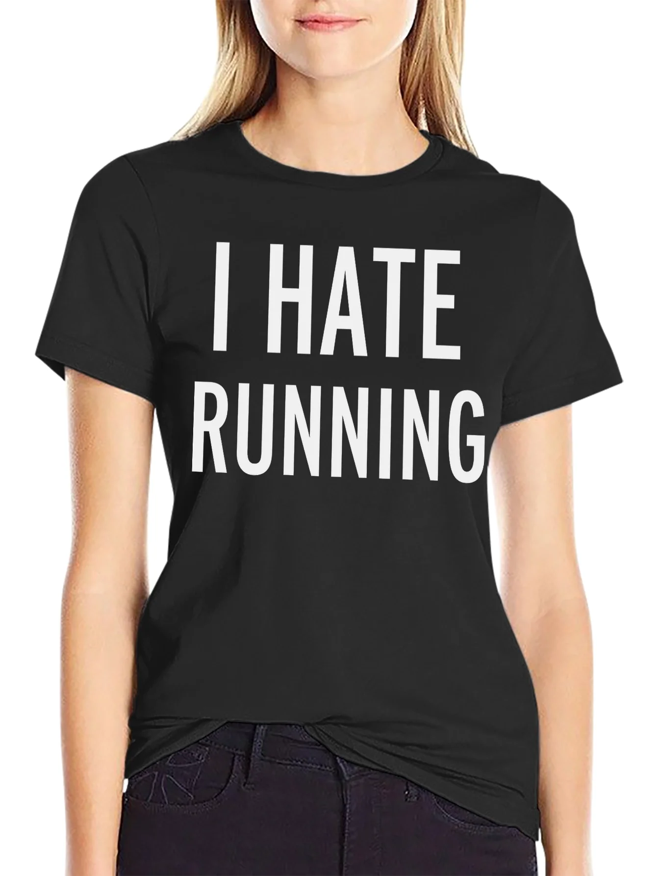 I Hate Running Black Graphic T-Shirt
