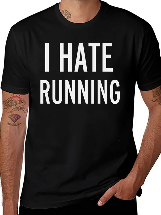 I Hate Running Black Graphic T-Shirt