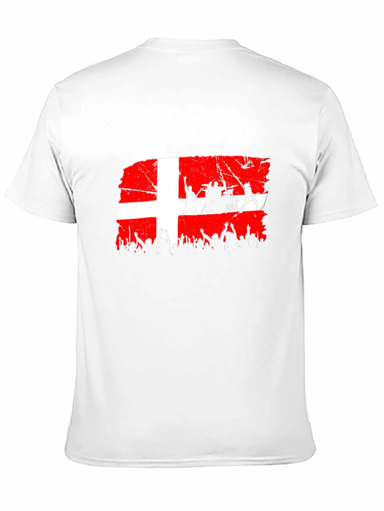 Denmark Flag Rock Band Concert Black T-Shirt