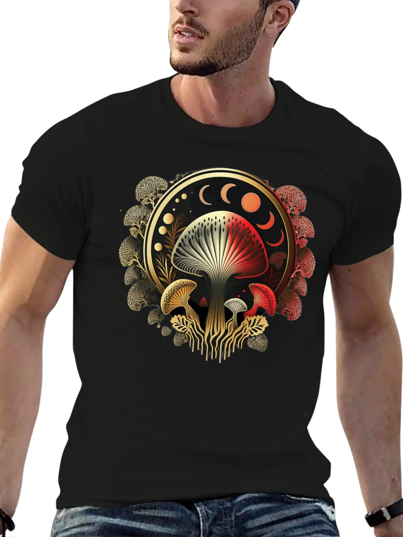 Mystic Mushroom Moon Phase Graphic Tee