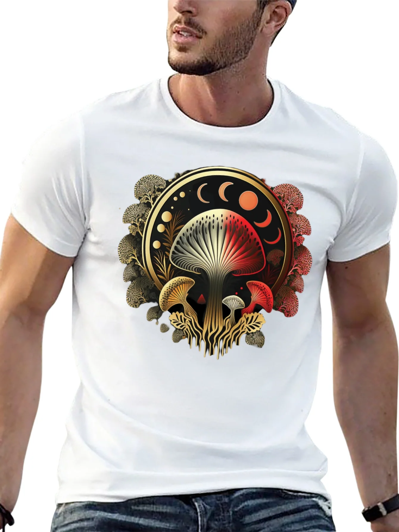 Mystic Mushroom Moon Phase Graphic Tee