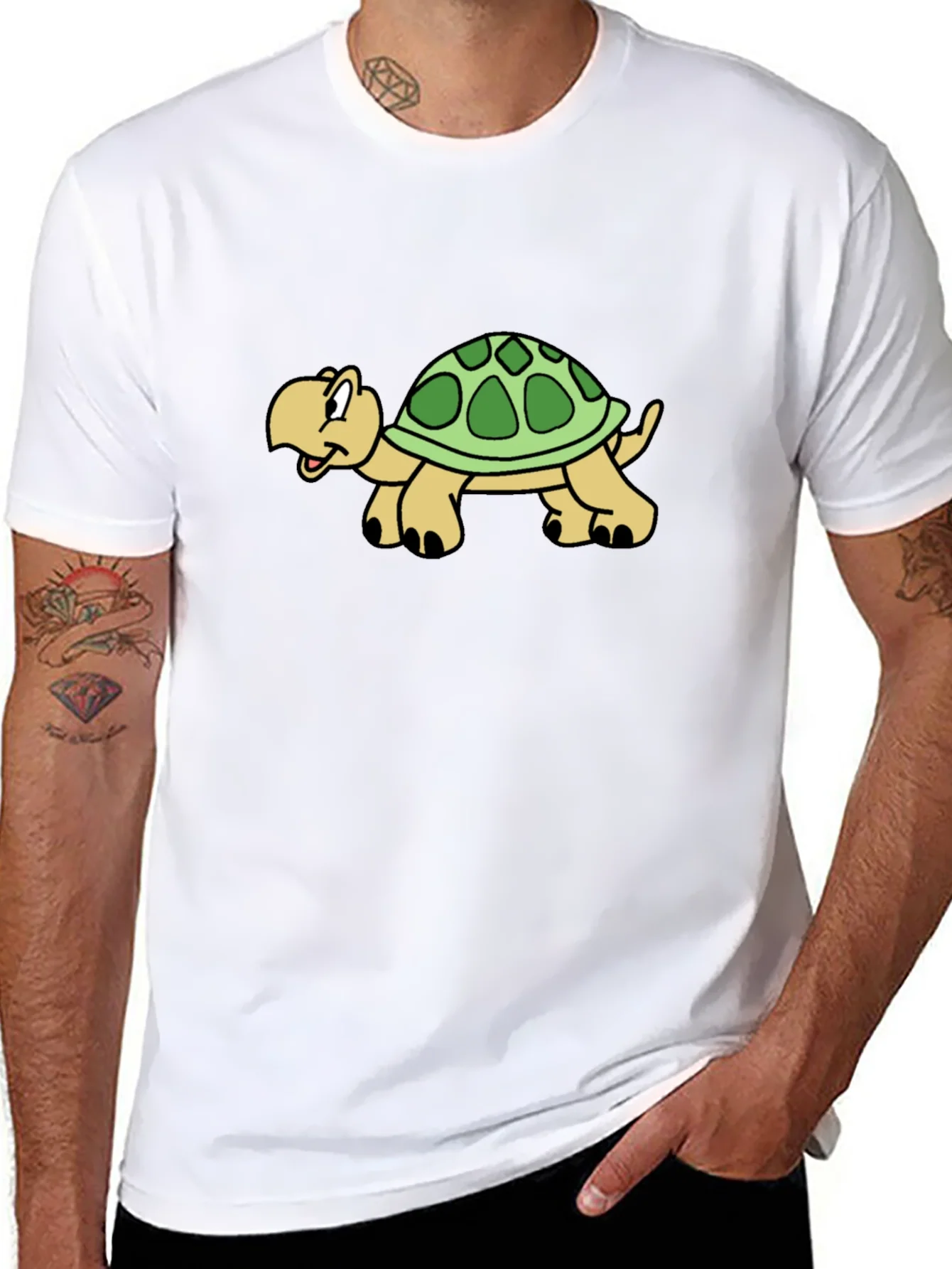 Cartoon Turtle Graphic Black T-Shirt