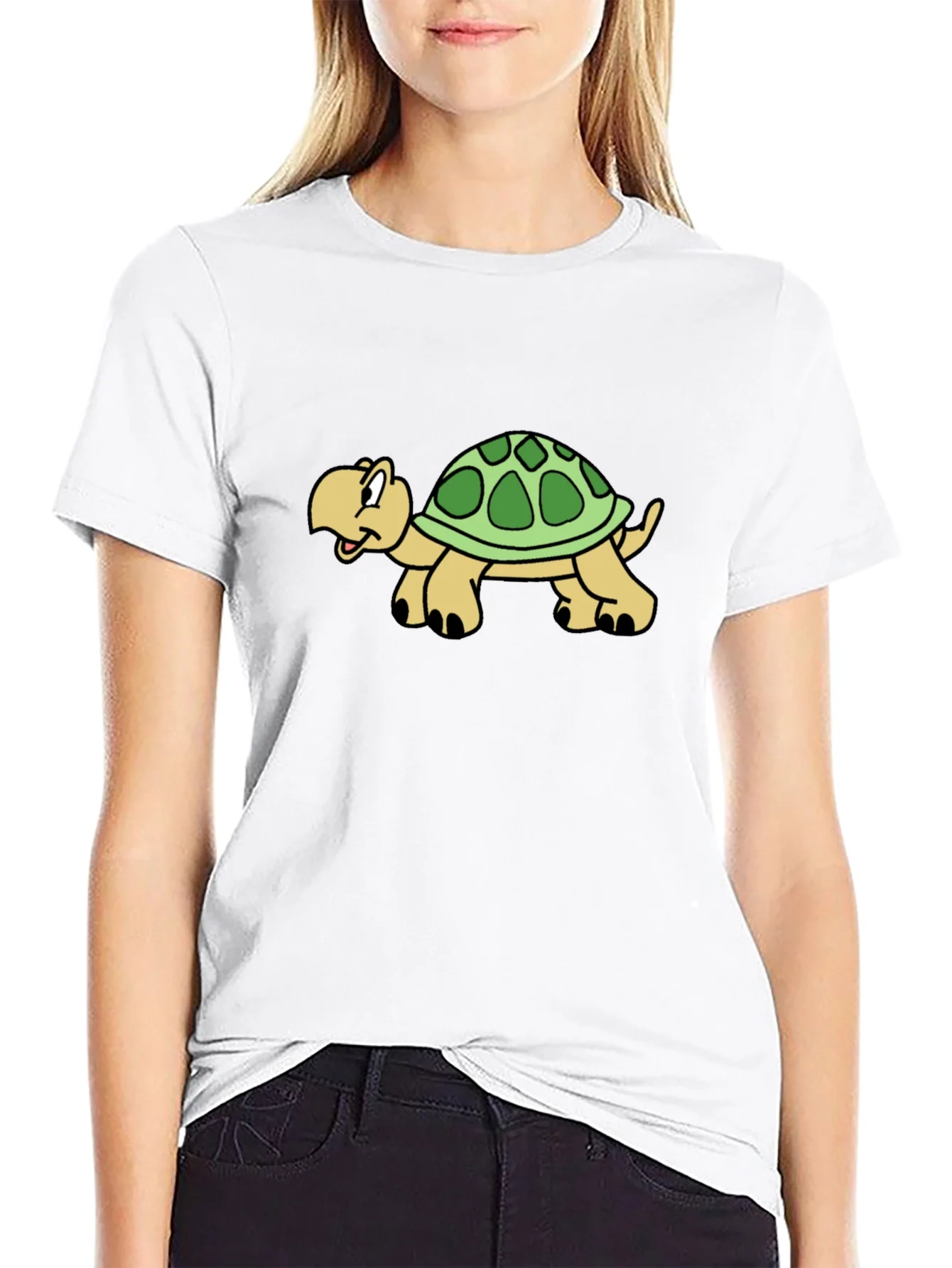 Cartoon Turtle Graphic Black T-Shirt