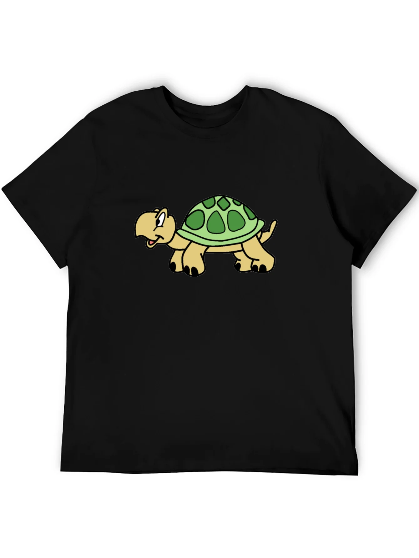 Cartoon Turtle Graphic Black T-Shirt