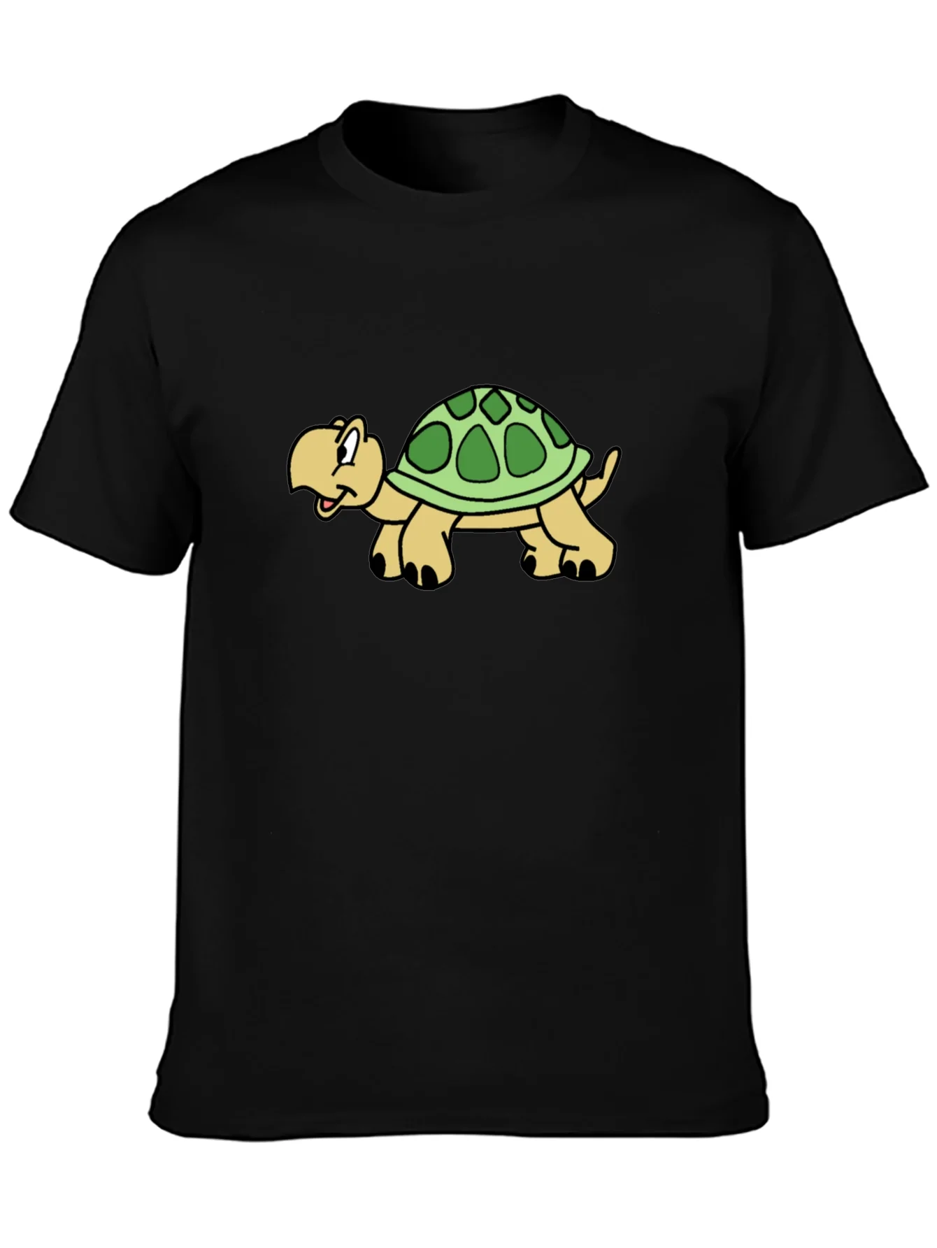Cartoon Turtle Graphic Black T-Shirt