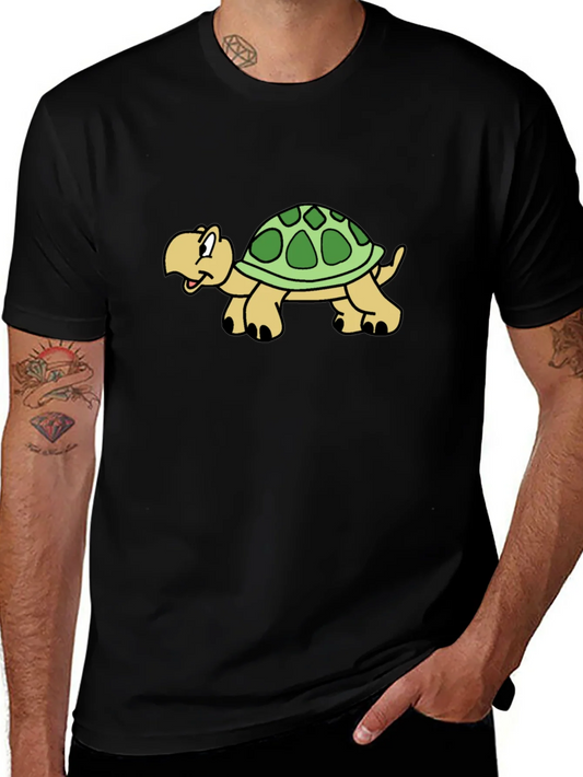 Cartoon Turtle Graphic Black T-Shirt