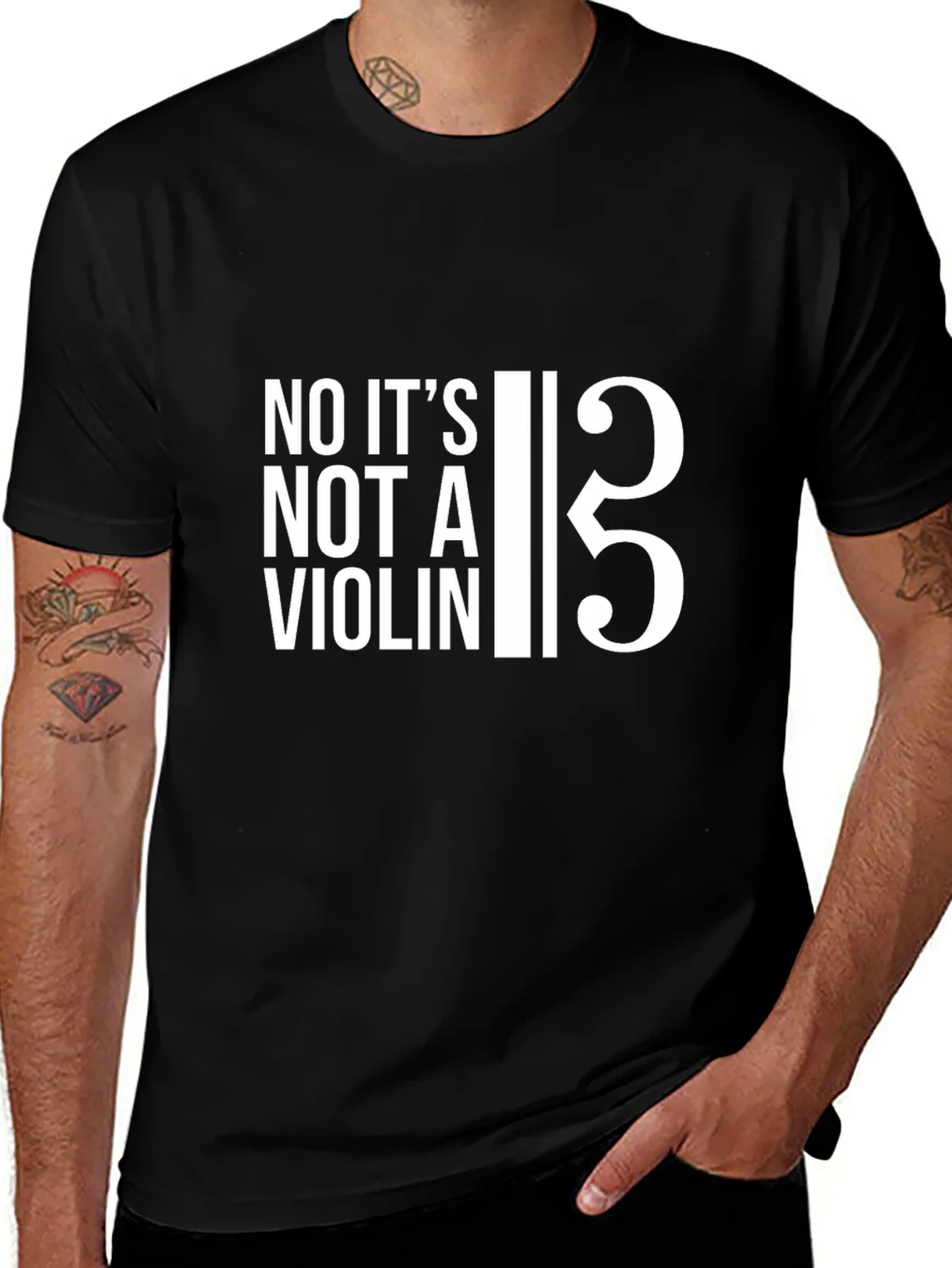 Bass Clef T-Shirt: No Its Not a Violin!