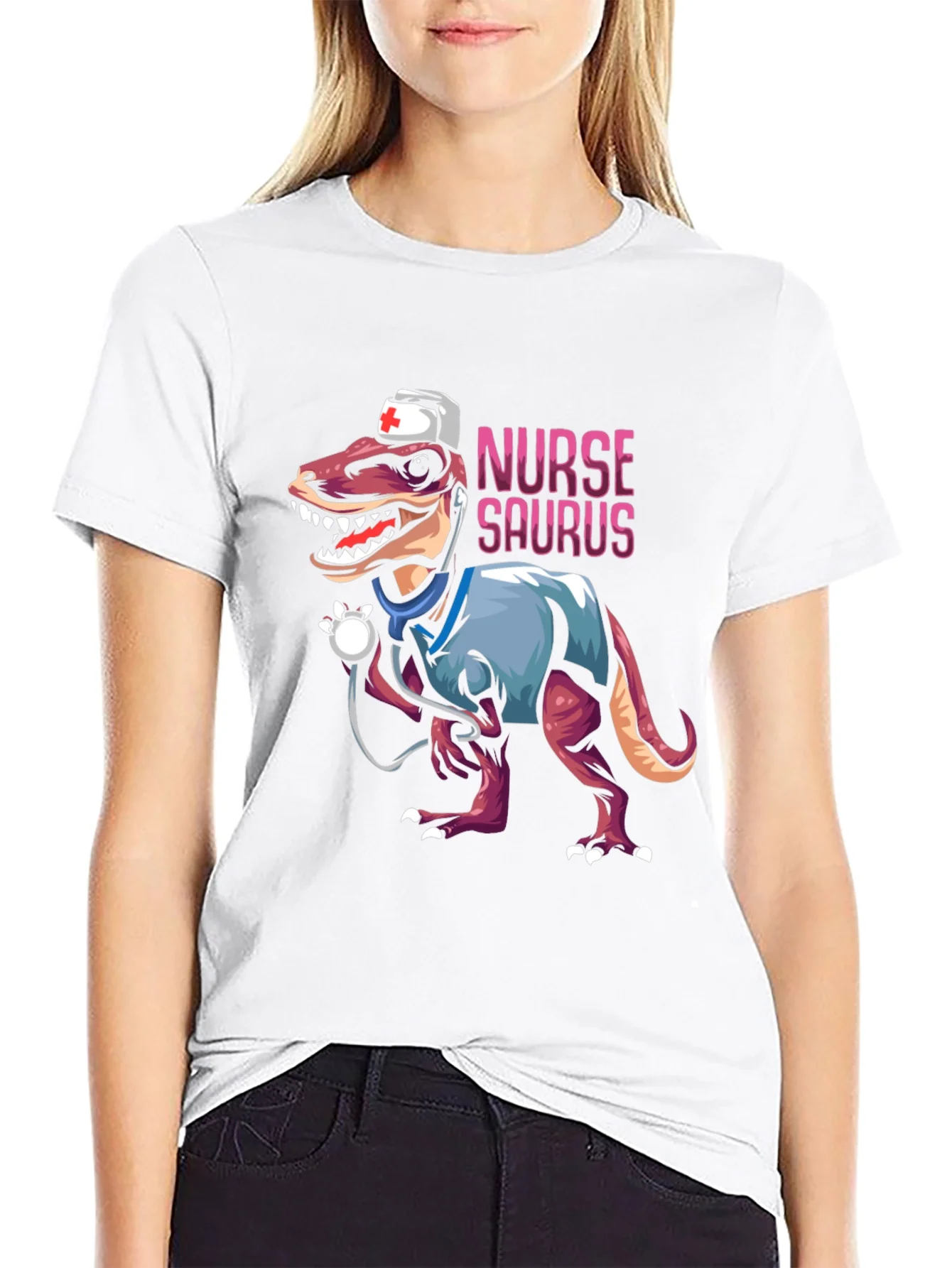 Nurse Saurus T-Shirt - Funny Dinosaur Graphic Tee