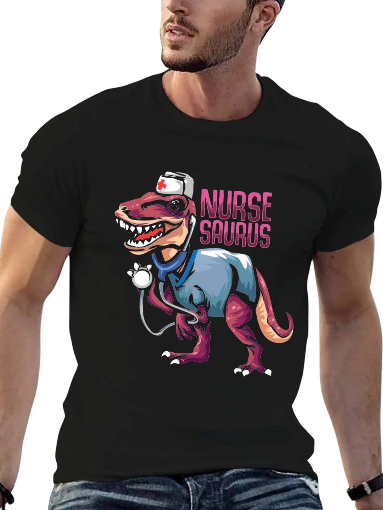 Nurse Saurus T-Shirt - Funny Dinosaur Graphic Tee