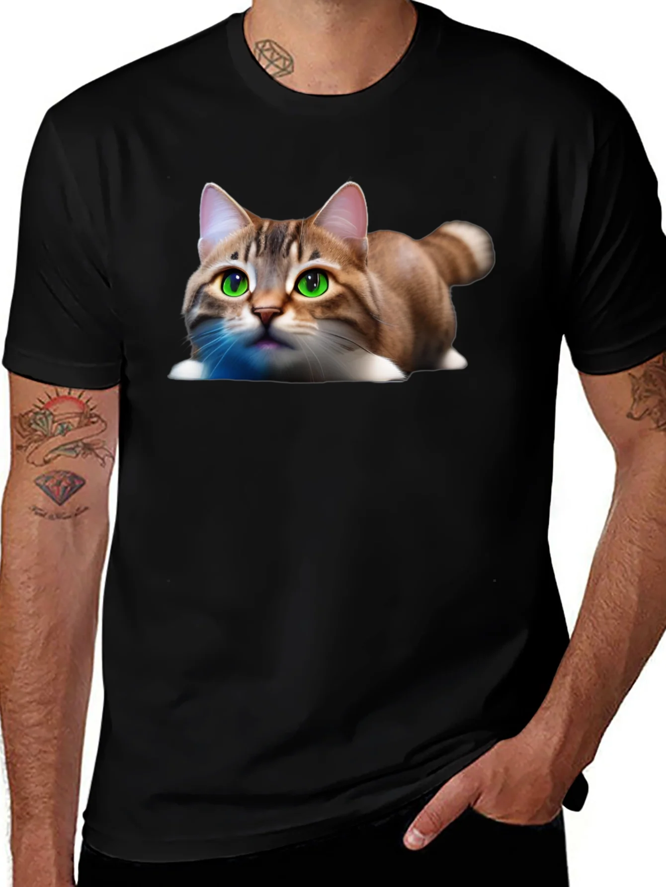 Cute Cat Graphic Tee - Soft Cotton Blend Shirt