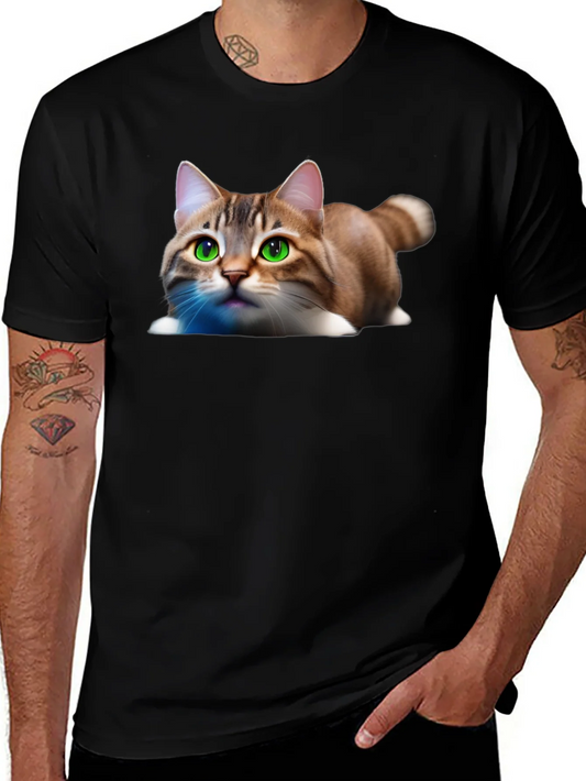 Cute Cat Graphic Tee - Soft Cotton Blend Shirt